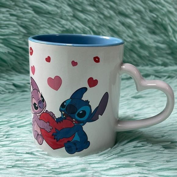 Stitch and Angel ceramic mug heart handle 14 oz - Picture 5 of 8